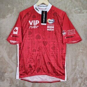 NWT Louis Garneau Cyling Jersey Heart Stroke Charity Ride Canada Red Mens Size L